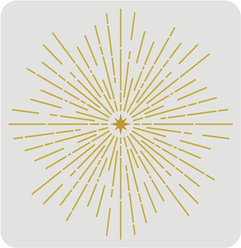 FINGERINSPIRE Starburst Stencils 11.8x11.8 inch Shining Stars Stencil | Square Plastic Stars & Light Pattern Stencils Resuable Star Crafts DIY Home Decor Stencil for Painting on Wood Floor Wall