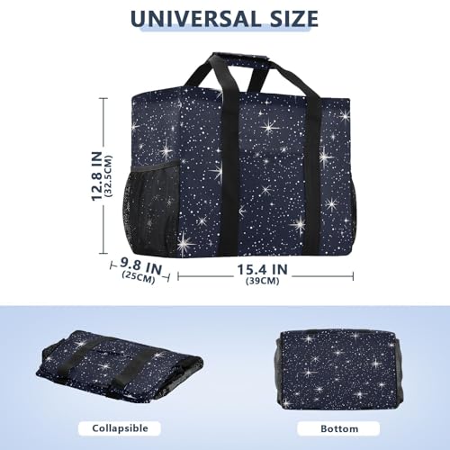 Glowing Star Waterproof Tote Bag,Multi-Purpose Kitchen Reusable Grocery Bags, Travel, Beach & Laundry Organizer 15.4 X 9.8 X 12.8 inch3
