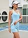 YIPINK Womens Tennis Dress with Built-in Shorts Square Neck Workout Athletic Golf Dress Blue