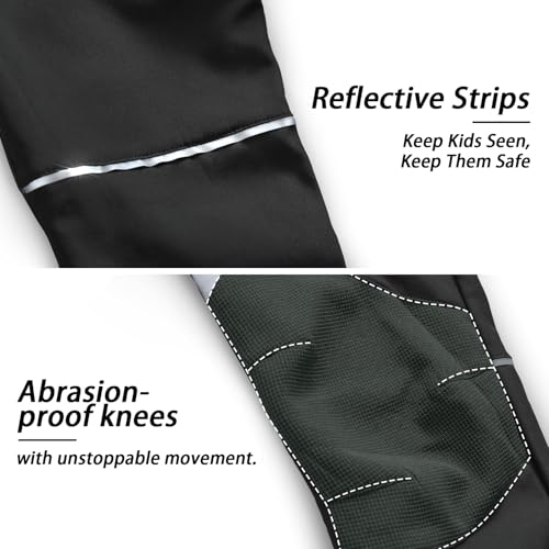 Waterproof Snow Pants for Kids Boys Girls, Winter Insulated Ski Trousers Fleece Lining, Elastic Waist Softshell Hiking Pants4