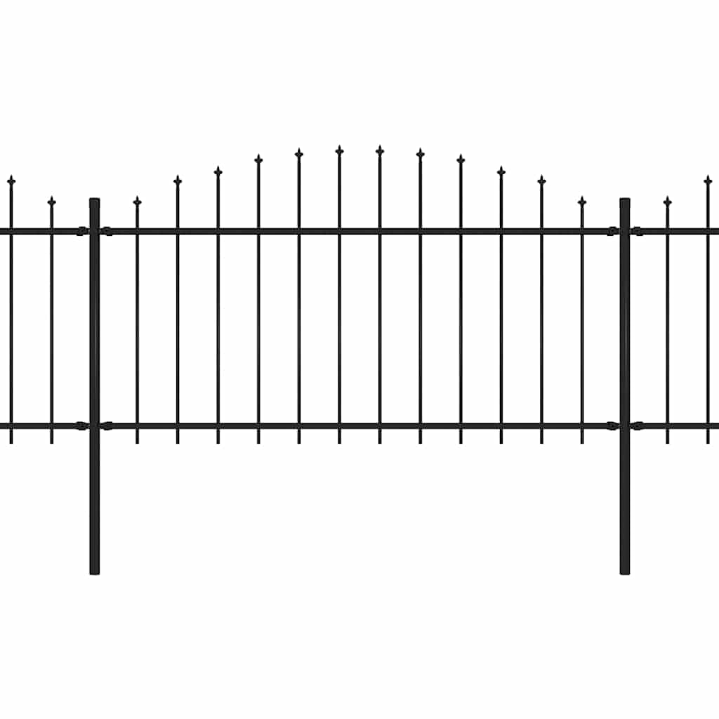 Garden Fence with Spear Top Steel 714.5x150 cm Black Metal Boundary Panel 4 Pack for Privacy Security Outdoor Yard Property