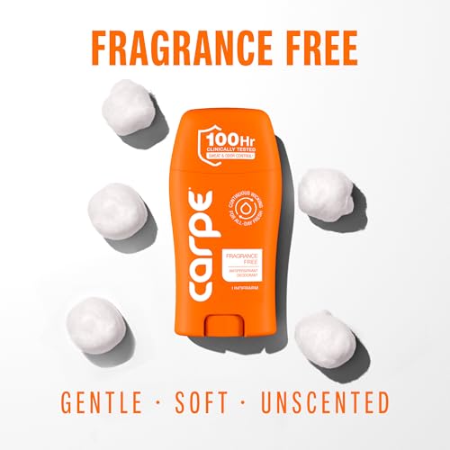 Image of Carpe Underarm Antiperspirant Deodorant for Men and Women - 100 Hour Sweat & Odor Control - Antiperspirant Deodorant for Sensitive Skin - Fragrance Free