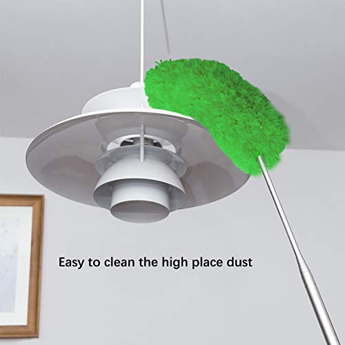 Image of DELUX Microfiber Feather Duster Extendable Duster with 100 inches Extra Long Pole, Bendable Head & Long Handle Dusters for Cleaning Ceiling Fan, High Ceiling, Blinds, Furniture & Cars Green