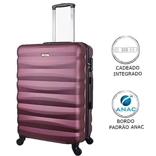 Conjunto de Malas de Viagem em ABS Yins 21089 Cadeado Integrado Rodas 360º 2Pcs P/M Vinho