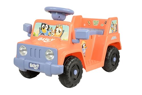 Bluey Kids Electric 4x4 Car - Official Licensed Kids Ride On Car - 6V Electric Ride On Toys - Forward Reverse Gears Chunky Tyres & Amazing Friends Decals Safe Toddler Toy - Bluey Toys