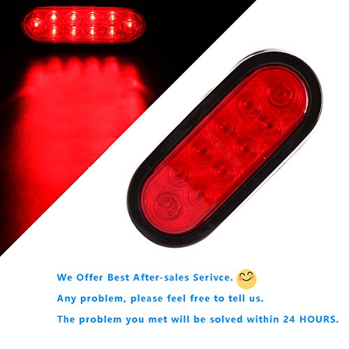 Czc Auto 6'' Led Waterproof Oval Red Trailer Lights Rear Stop Turn Signal Parking Tail Brake Lights For Boat Trailer Truck Rv (Red, 4 Pack) #TOP6