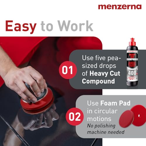 Image of menzerna Deep Scratch and Swirl Remover Kit I Car polishing Set with Menzerna Heavy Cut 400 (16oz) and 6 Inch Polishing Pad I Deep Scratch Remover and high Gloss Kit for All Types of Vehicles