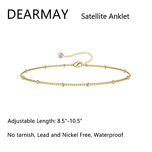 Image of DEARMAY Gold Anklets for Women Waterproof, Non Tarnish14K Gold Plated Ankle Bracelets Set Stack, Summer Beach Jewelry Gifts for Vacation, Bikini Outfits for Women Mom Her