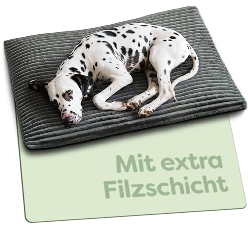 Knupis Selbstheizende Wärmedecke Hunde – 90x60 cm Große Hundematte – Weich & Geräuschdämpfend – Waschbarer Bezug – mit Hundedecke rutschfest – Heizdecke für Hunde – Grau