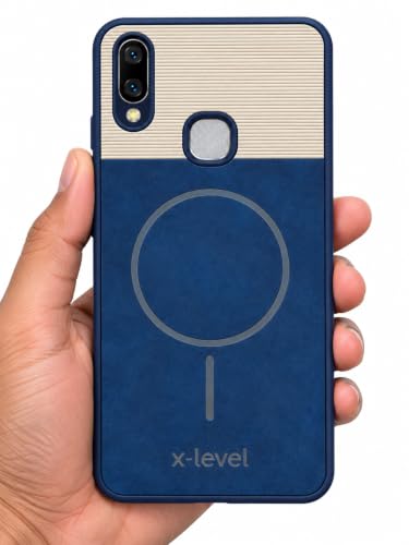 Image of Bintage Mac Safe Design Hard Slim Back Case | Soft Border Camera Protect | Dual PU Leather Finish Back Cover Compatible for Vivo Y95 /Vivo Y93 /Vivo Y91 - Royal Blue