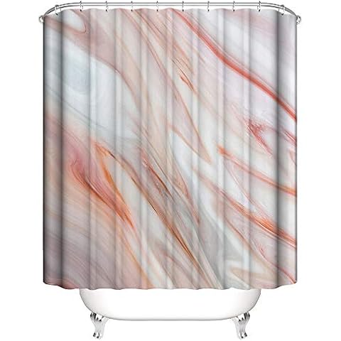 Marble Shower Curtain,Red Silver Abstract Art Mildew Proof Resistant Washable Bathtub Curtain Cloth Fabric Waterproof Bathroom Curtains with Plastic Hooks (Marble, 180 x 180 cm) Cover