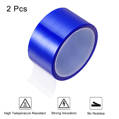 Image of HARFINGTON 2 Rolls Heat Tape High Temperature Heat Resistant Tape 50mmx33m(108ft) Sublimation Thermal Heat Transfer Tape for Sublimation Press No Residue, Blue