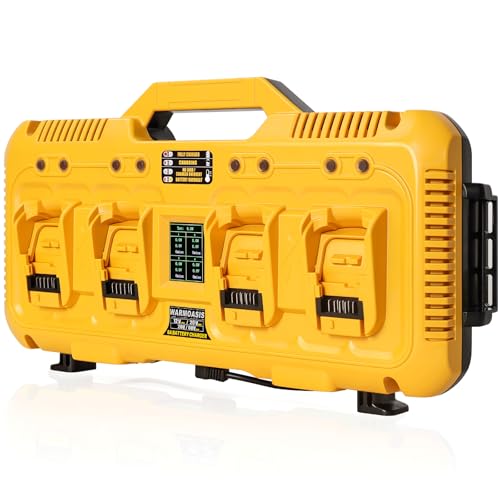 Upgraded 8A Fast Battery Charger Station for Dewalt Batteries 4 Port 32A Total Output 4X Faster Charging DCB104 Charger Fits 12V MAX 20V MAX & Flex 20V/60V Batteries Compatible with Toughsystem