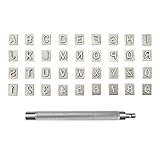 Leder-Stempelwerkzeuge, Zinklegierung, Lederpräge-Set mit 26 Alphabeten, 9 Zahlen und 9,5 cm rutschfestem Griff, 6,5 mm Zeichen zum Basteln von personalisierten Brieftaschen, Gürteln und Schuhen, 36