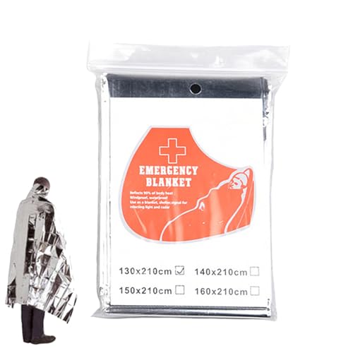 Manta de supervivencia de papel de aluminio, manta térmica de doble cara de 210 x 130 cm, hoja espacial de emergencia, equipo de supervivencia ligero y plegable al aire libre | Camping senderismo