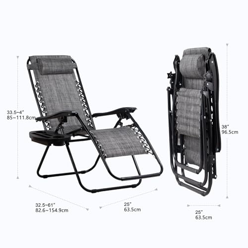 Nazhura RELAXING CHAIRS - KAHKI Set Of 2 Relaxing Recliners Patio Chairs Adjustable Steel Mesh Zero Gravity Lounge Chair Beach Chairs thumb #2