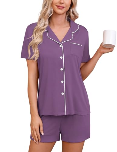 Image of HNG Pajama Sets for Women 2 Piece PJ Sets Short Sleeve Lounge Set Fashion Sleepwear XS-3XL