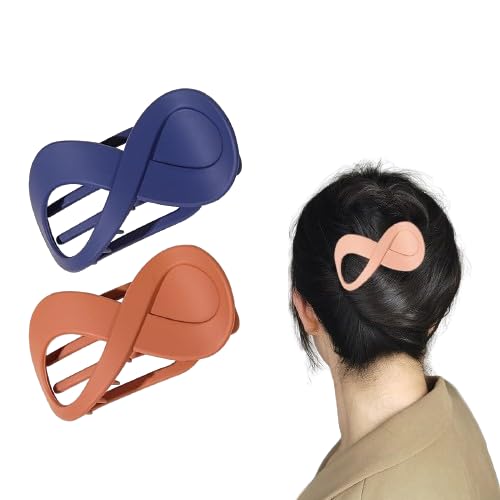 2-Pack French Twist Matte Banana Claw Clips, Nonslip Flat Barrettes for Women & Girls