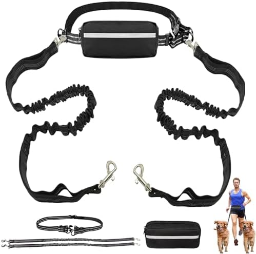 Correa para Correr para Perros 2 en 1, Cinturón para 2 Perros Pas...