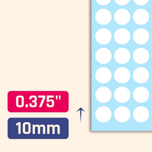 Image of TownStix 0.375 inch Round White Color Coding Circle Dot Stickers (Pack of 3000, 3 /8 inch Diameter, 150 Labels per Sheet, 20 Sheets)