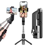 Gimbal Stabilizer for Smartphone,Selfie Stick Tripod with Remote,Auto Balance 360° Rotation, 1-Axis Phone Gimbal for Iphone Live Streaming/Video Recording/Vlogging/YouTube