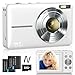 Digitalkamera 1080P Fotokamera 44MP Fotoapparat 16X Digitalzoom mit 32GB Karte 2 Akkus Digitalkamera für Kinder Student Jugendliche Anfänger Weiß