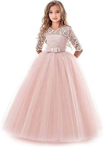 TTYAOVO Girls Embroidered Prom Gowns Luxury Wedding Birthday Party Princess Long Dresses Size(130) 7-8 Years Pink
