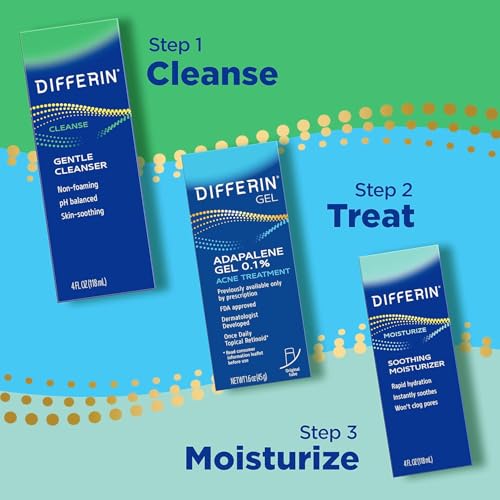 Differin Face Moisturizer, Soothing Lotion for Face and Body, Gentle Skin Care for Acne Prone Sensitive Skin, 4 oz (Packaging May Vary)