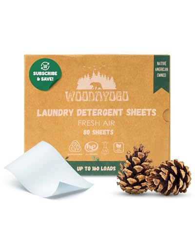 Laundry Detergent Sheets – Eco-Friendly, Hypoallergenic, Plant-Based Detergent for Sensitive Skin, Recycled Packaging, Liquid-Free Travel-Friendly Laundry Soap Strips (Up to 160 Loads, 80 Sheets)