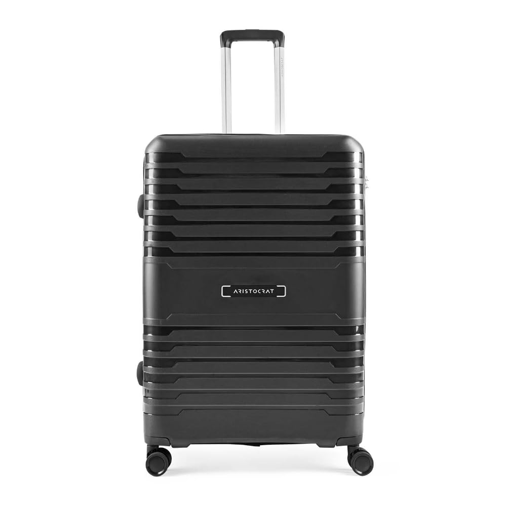 Sponsored Ad - Aristocrat Harbour Cabin Trolley Bag 76 cm | Large | Polypropylene Hardshell Sided Luggage | Smooth 8-Wheel Suitcase | Combination Lock with Sturdy Zipper | 7-Year Warranty - Unisex (Black)