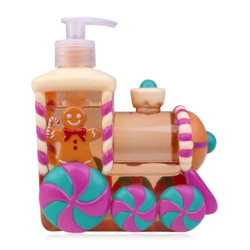 Accentra Handseife GINGERBREAD TRAIN im Pumpspender, 500ml Flüssigseife, Duft Lebkuchen, festliches Weihnachtsgeschenk für Frauen, Männer und Kinder in niedlichem Lebkuchen-Zug Design