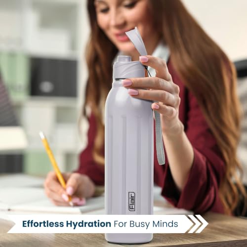 Image of FLAIR Arrow 900 Stainless Steel Water Bottle Set of 2 (650 ml Each), Grey, Hot & Cold, Leakproof, BPA-Free, ISI Certified, Stainless Steel Bottle for Office, Gym, Travel, Trekking & Outdoor Sports