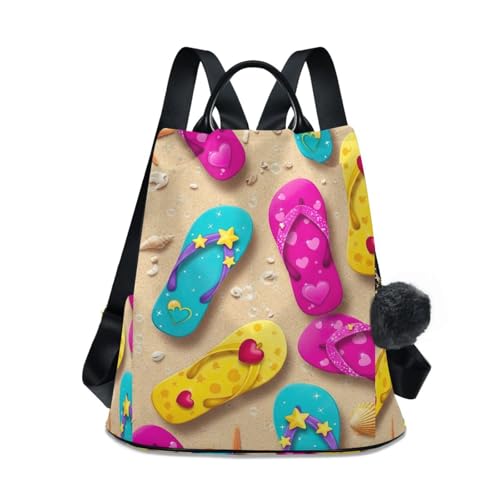 Sac à dos voyage antivol femme résistant avec tongs colorées confortables