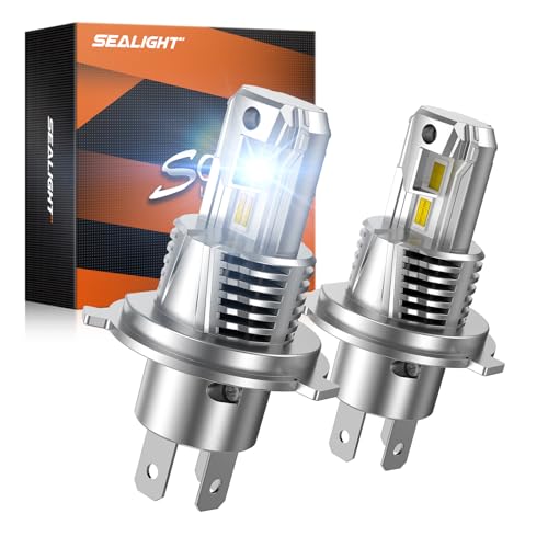 Image of SEALIGHT H4 /9003 LED Light Bulb, 1:1 Real Size, 900% Brighter than Origin, 46,000LM Super Output, 6500K Cool White with 25000RPM Fan, 3Mins Plug and Play, Pack of 2
