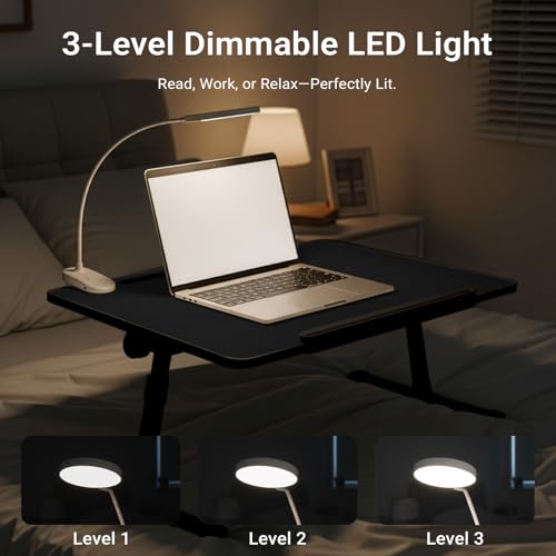 Image of iXTRA Adjustable Laptop Lap Desk with Cooling Fan USB Light for Adults