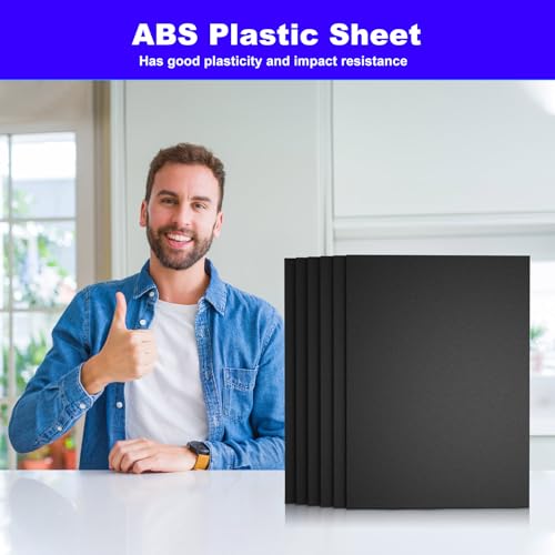 Image of ABS Plastic Sheet 1 /16 Inch -Black Plastic Sheeting -Flexible Plastic Sheet- Heat Moldable ABS plasticsheet for DIY,Car Interiors,Decor,Crafts - 6 Pack