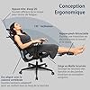 Rieior Chaise de Bureau Ergonomique Grand et Haut avec Repose-Pieds, Accoudoirs Réglables 5D, Support Lombaire, Dossier en Maille Inclinable, Siège Profondeur Réglable, Chaise Gamin, Noire