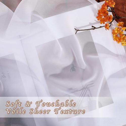 Image of NICETOWN White Sheer 48 inch Curtains, Grommet Short Curtains Airy Voile Textured Soft and Lightweight Half Window Treatments for Bedroom /Cafe, W42 x L48, 2 Panels