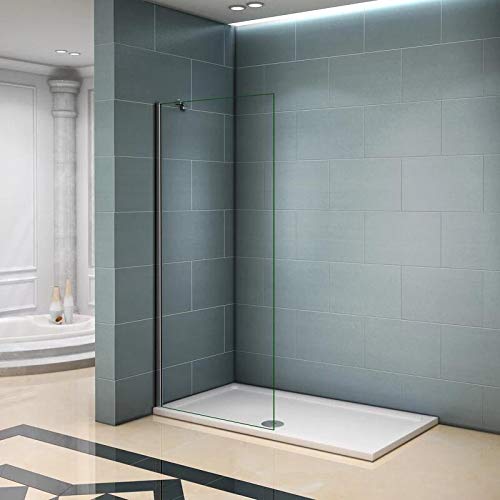 AICA paroi de douche 40x200cm paroi latérale à l'italienne en 8mm verre anticalcaire avec barre de fixation 450mm