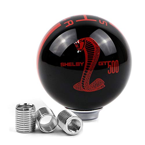 Dreamseek For Ford Mustang Car Gear Shift Knob 5 Speed Cobra Logo Manual Handle Ball (Black & Red) #TOP1