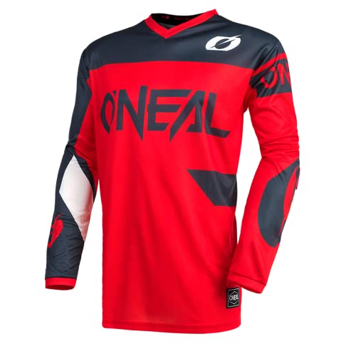 O'NEAL | Motocross-Trikot | Enduro MX | Atmungsaktiv, Gepolsterter Ellbogenschutz, Passform für maximale Bewegungsfreiheit | Element Jersey Racewear | Erwachsene | Rot Grau | Größe L