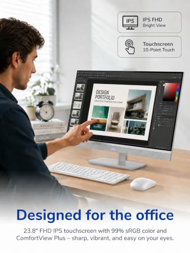 Image of Dell 24 Touchscreen All-in-One Desktop, Intel Ultra 7, 64GB RAM, 2TB SSD | 23.8 inch FHD Touch Display, Windows 11 Pro, Desktop Computer for Business & Creative Professionals, WiFi 7, Ai Copilot