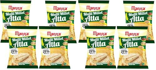 Image of Manna Multigrain Atta /Multi Millet Atta 4Kgs | Certified Low GI Wheat Flour with 25% Millets | High Protein & Fibre | Diabetic Friendly | For Weight Loss (Pack of 2)
