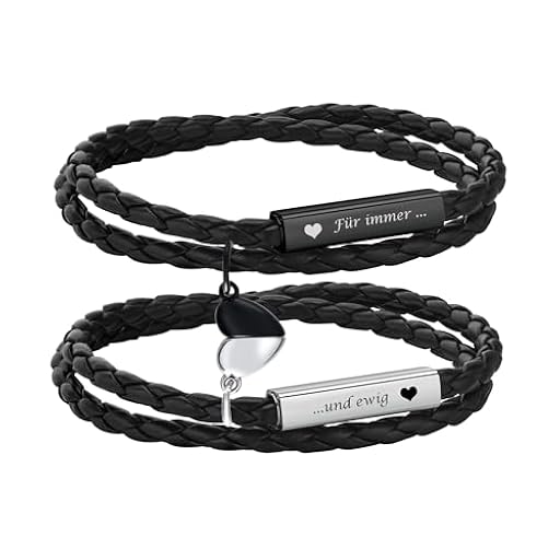 Pulseras personalizadas para parejas con grabado – Pulsera de piel para hombre y mujer, pulsera con nombre para parejas, imán con corazón, Navidad, aniversario, cumpleaños, día de San Valentín, | Ya disponible en tu tienda friki favorita! En mundofriki.es!