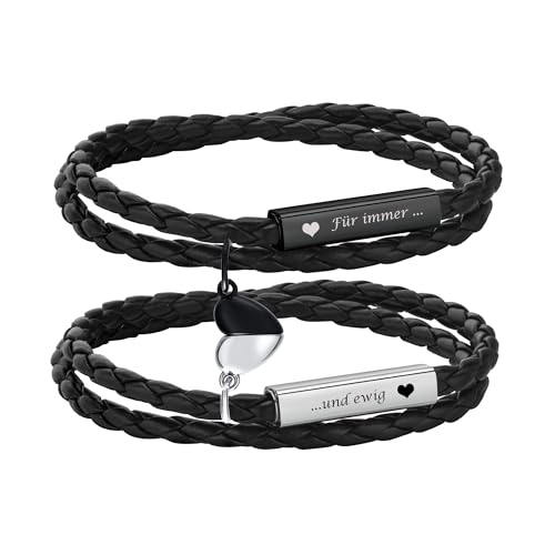 Pulseras personalizadas para parejas con grabado Pulsera de piel