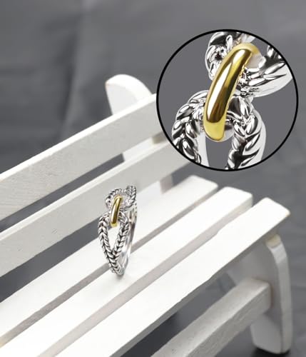 Designer Inspired Two Tone Crossover Band Ring 18K Gold Plated Twisted Eternity Cable Rings for Women Gift4