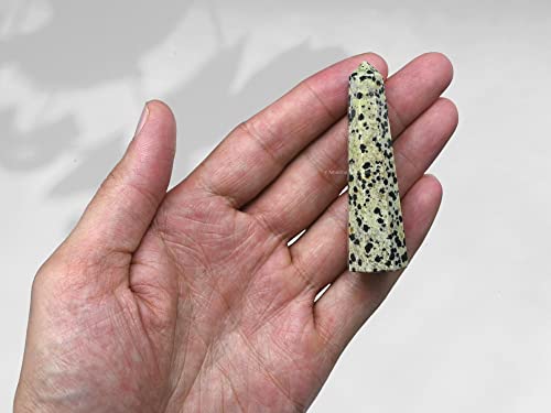 Image of Amazing Gemstone Dalmatian Jasper Crystal Towers - Natural Healing Crystal Point Obelisk for Reiki Healing and Crystal Grid (2 inch to 3 inch INCH)