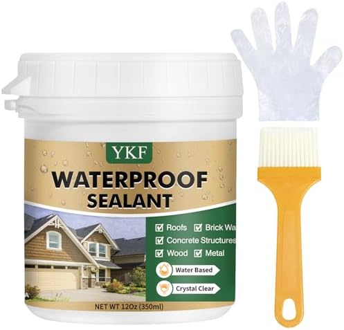 YKF Transparent Waterproof Sealant 12 Oz, Clear Water-Based Invisible Leak Repair Coating for Roofs, Walls, Bathroom, Shower, Kitchen, Indoor & Outdoor Waterproof Agent