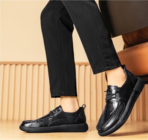 Oxfords Classic Casual Shoes Patent Leather Lace Up Platform Heightening Slip Resistant Low Top Work Office Business Shoes2