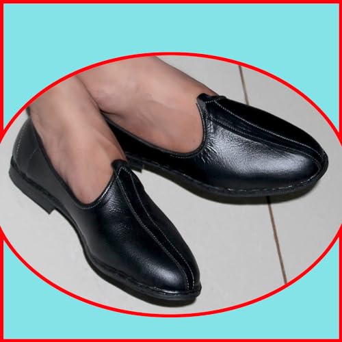 Divyanshu Fashion Enterprises Punjabi Jutti Men Leather, Men's Ethnic Footwear Perfect for Men's Casual, Ethnic Wear Black-730